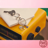 925 Sterling Silver Moment Key Ring Small Bag Charm Holder