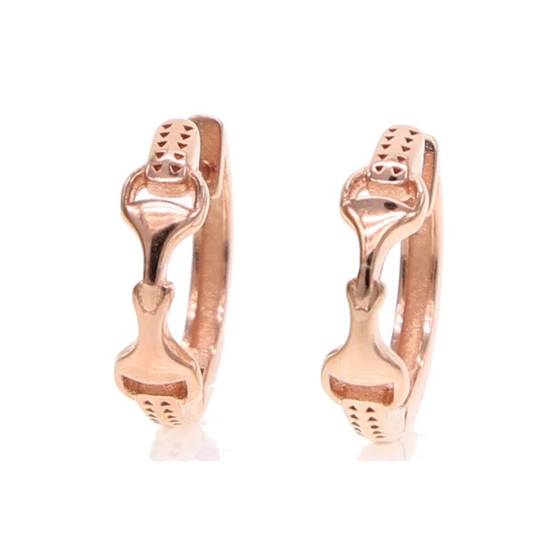 925 Silver Polished Huggie Circle Equestrian Bit Earring