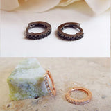 925 Silver CZ Pave Mini Clip Circle Earring 10mm