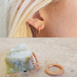 925 Silver CZ Pave Mini Clip Circle Earring 10mm