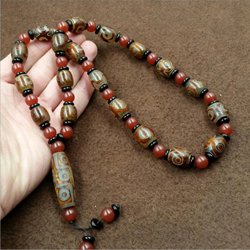 Buddhist Prayer Beads Bracelet Tibet Necklace Three Eyes Nine Eyes Bead Cinnabar