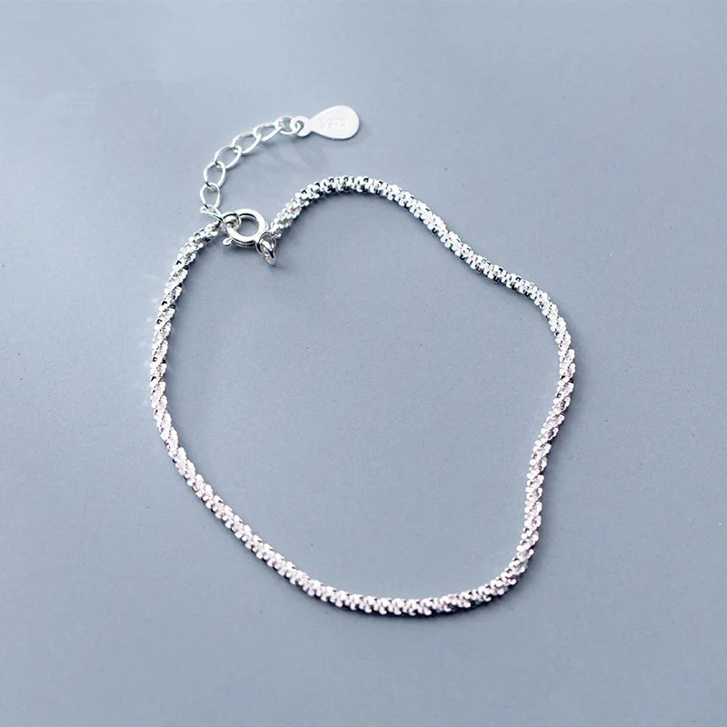 Italian 100% S925 Sterling Silver Sparkling Bracelet High Jewelry