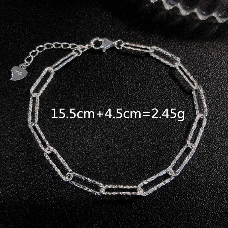 Italian S925 Sterling Silver Bracelet Sparkling Glitter High Jewelry