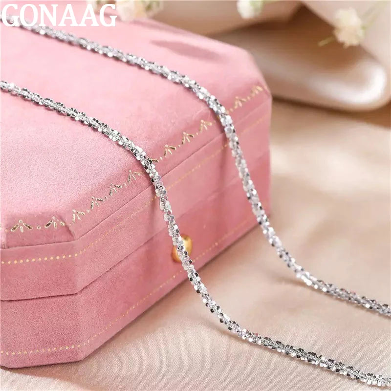 Italian Sterling Silver Sparkling Clavicle Chain Necklace