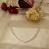 Italian S925 Sterling Silver Necklace Sparkling Clavicle Chain