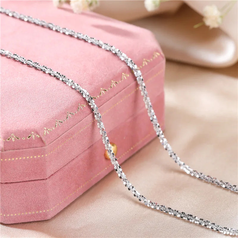 Italian S925 Silver Necklace Sparkling Clavicle Chain