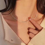 Italian S925 Sterling Silver Necklace Sparkling Clavicle Chain