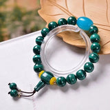 Malachite Stone Bracelet with Bucket Charms