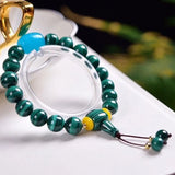 Malachite Stone Bracelet with Bucket Charms