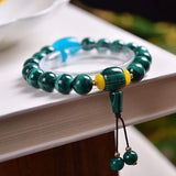 Malachite Stone Bracelet with Bucket Charms