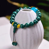 Malachite Stone Bracelet with Bucket Charms