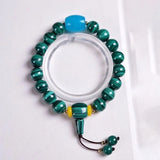 Malachite Stone Bracelet with Bucket Charms
