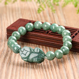 Natural A Jadeite Pixiu Hand String Bean Green Jade Bracelet