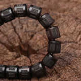 Natural Wood Tibetan Buddhist Bracelet 12mmx12mm Beaded Wood Jewelry