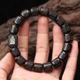 Natural Wood Tibetan Buddhist Bracelet 12mmx12mm Beaded Wood Jewelry