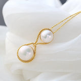 Freshwater Pearl 925 Silver Pendant Lady 18K Plated Jewelry Gift