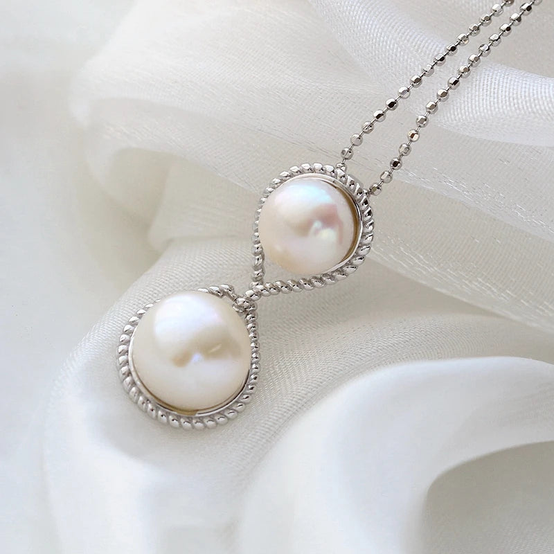 Freshwater Pearl 925 Silver Pendant Lady 18K Plated Jewelry Gift