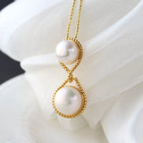 Freshwater Pearl 925 Silver Pendant Lady 18K Plated Jewelry Gift