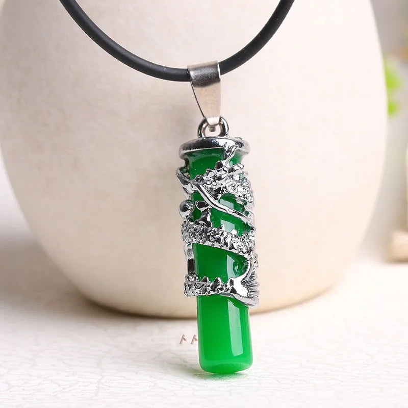 Natural Ice Dragon Column Pendant Mosaic Insensitive Pendant
