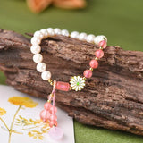Pearl Bracelet with Rose Quartz Charm