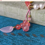 Pearl Bracelet with Rose Quartz Charm
