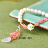 Pearl Bracelet with Rose Quartz Charm