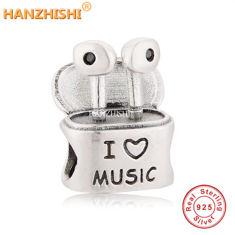 925 Silver Music Wireless Headphones Charm for Bracelet
