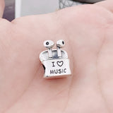 925 Silver Music Wireless Headphones Charm for Bracelet
