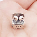 925 Silver Music Wireless Headphones Charm for Bracelet