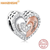 925 Silver Mother Son Daughter Heart Charms Bracelet Necklace Jewelry