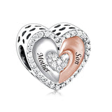 925 Silver Mother Son Daughter Heart Charms Bracelet Necklace Jewelry