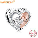 925 Silver Mother Son Daughter Heart Charms Bracelet Necklace Jewelry