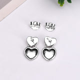 925 Silver Love Locks Heart Stud Earrings Wedding Gift