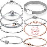 925 Solid Silver Snake Chain DIY Charm Bracelet For Women