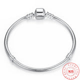 925 Solid Silver Snake Chain DIY Charm Bracelet For Women