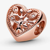 925 Silver Family Tree Heart Charm Bead Pendant Rose Bracelets DIY