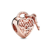 925 Silver Family Tree Heart Charm Bead Pendant Rose Bracelets DIY