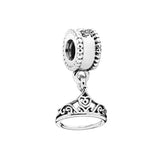 925 Sterling Silver Rose Pendant Clip Charms CZ for Bracelets