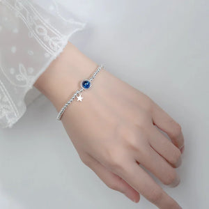 925 Silver Quartz & Beads Star Chain Bracelet C-S3271