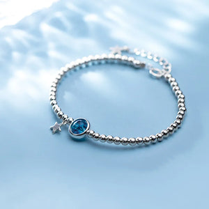 925 Silver Quartz & Beads Star Chain Bracelet C-S3271
