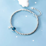 925 Silver Quartz & Beads Star Chain Bracelet C-S3271