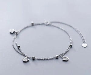 925 Silver Crown Princess Zirconia Anklet Bracelet GTLS789
