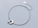 925 Sterling Silver Lucky Beads & Disc Coin Chain Bracelet GTLS830
