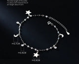 925 Sterling Silver Moon Star Anklet Bracelet