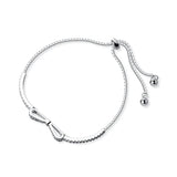 925 Silver Zircon Tennis Bowknot & Ball Chain Bracelet Tassel - C-S3666