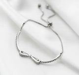 925 Silver Zircon Tennis Bowknot & Ball Chain Bracelet Tassel - C-S3666