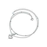 925 Silver Heart & Beads Anklet Bracelet C-S4571