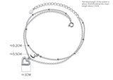 925 Silver Heart & Beads Anklet Bracelet C-S4571