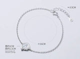 925 Silver CZ & Shell Conch Chain Bracelet Women's