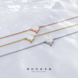 925 Silver CZ & Shell Conch Chain Bracelet Women's